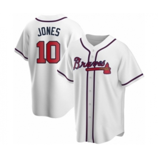 Men's Chipper Jones #10 Atlanta Braves White Replica Home Jersey - Ujersey