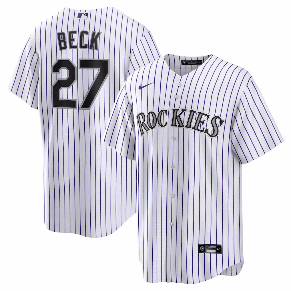 Men's Colorado Rockies Jordan Beck Nike White Home Replica Jersey - Ujersey