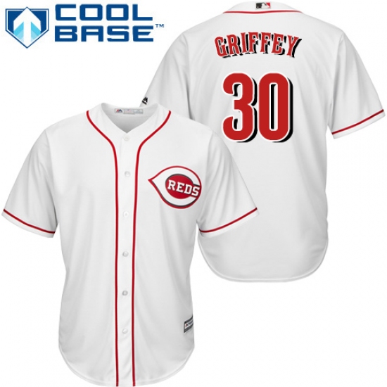 Youth Majestic Cincinnati Reds #30 Ken Griffey Authentic White Home Cool Base MLB Jersey - Ujersey