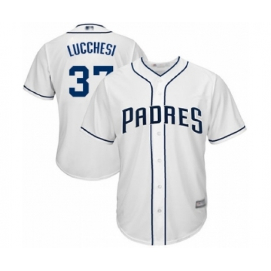 Youth San Diego Padres #37 Joey Lucchesi Authentic White Home Cool Base Baseball Player Jersey - Ujersey