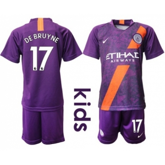 Manchester City #17 De Bruyne Third Kid Soccer Club Jersey