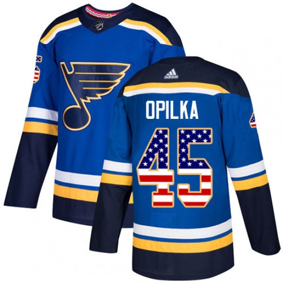 Men's Adidas St. Louis Blues #45 Luke Opilka Authentic Blue USA Flag Fashion NHL Jersey - Ujersey