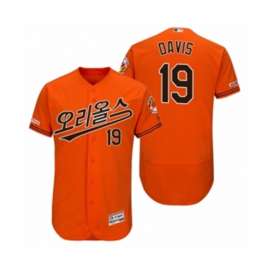 Men's 2019 Asian Heritage Month Baltimore Orioles #19 Chris Davis Orange Korean Flex Base Jersey - Ujersey
