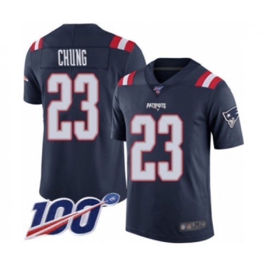 Men's New England Patriots #23 Patrick Chung Limited Navy Blue Rush Vapor Untouchable 100th Season Football Jersey - Ujersey