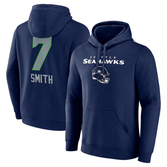 Men's Seattle Seahawks #7 Geno Smith Navy Team Wordmark Player Name & Number Pullover Hoodie - Ujersey