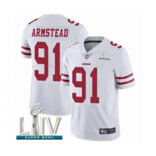 Men's San Francisco 49ers #91 Arik Armstead White Vapor Untouchable Limited Player Super Bowl LIV Bound Football Jersey - Ujersey