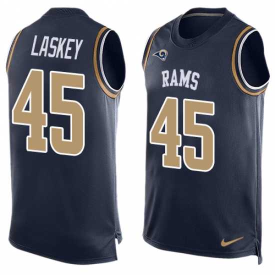 Men's Nike Los Angeles Rams #45 Zach Laskey Limited Navy Blue Player Name & Number Tank Top NFL Jersey - Ujersey