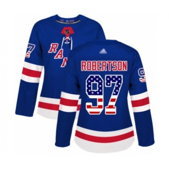 Women's New York Rangers #97 Matthew Robertson Authentic Royal Blue USA Flag Fashion Hockey Jersey - Ujersey