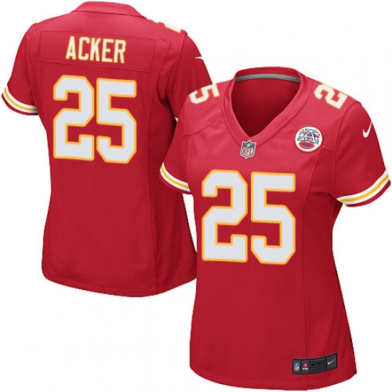 Women's Nike Kansas City Chiefs #25 Kenneth Acker Game Red Team Color NFL Jersey - Ujersey