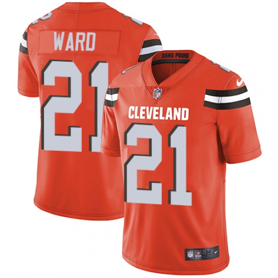 Youth Nike Cleveland Browns #21 Denzel Ward Orange Alternate Vapor Untouchable Limited Player NFL Jersey - Ujersey