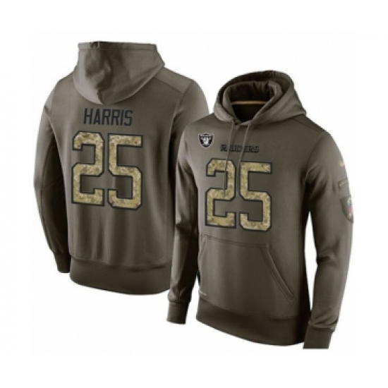 Football Men's Oakland Raiders #25 Erik Harris Green Salute To Service Pullover Hoodie - Ujersey