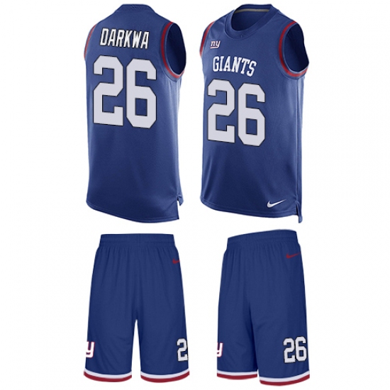 Men's Nike New York Giants #26 Orleans Darkwa Limited Royal Blue Tank Top Suit NFL Jersey - Ujersey