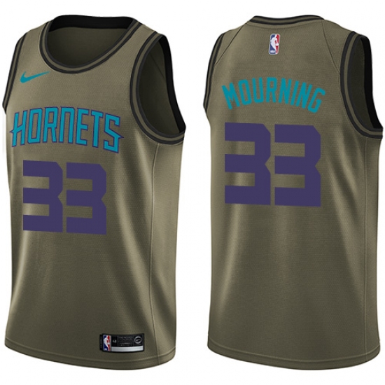 Men's Nike Charlotte Hornets #33 Alonzo Mourning Green Salute to Service NBA Swingman Jersey - Ujersey