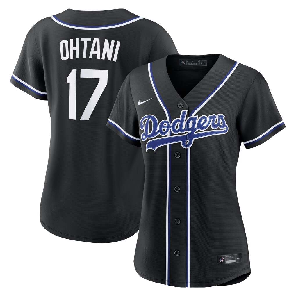 Women's Los Angeles Dodgers Shohei Ohtani Nike Fashion Replica Black Out Player Jersey - SUjersey01