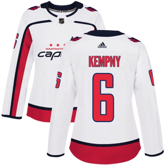 Women's Adidas Washington Capitals #6 Michal Kempny Authentic White Away NHL Jersey - Ujersey