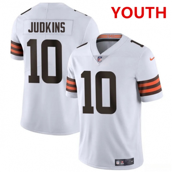 Youth Cleveland Browns #10 Quinshon Judkins White 2025 Vapor Limited Football Stitched Jersey - Ujersey