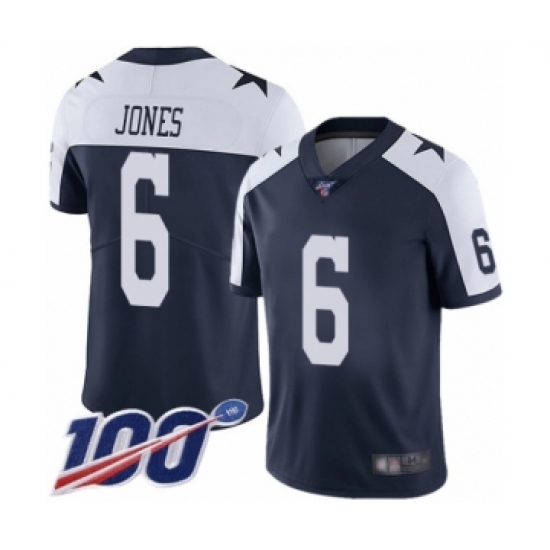 Men's Dallas Cowboys #6 Chris Jones Navy Blue Throwback Alternate Vapor Untouchable Limited Player 100th Season Football Jersey - Ujersey