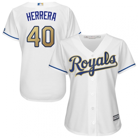 Women's Majestic Kansas City Royals #40 Kelvin Herrera Replica White Home Cool Base MLB Jersey - Ujersey