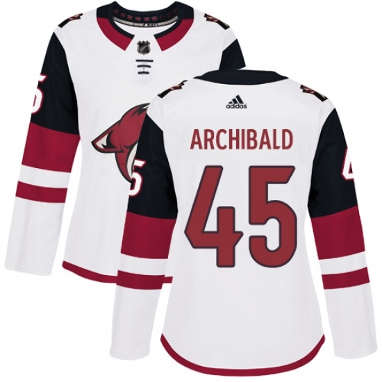 Women's Adidas Arizona Coyotes #45 Josh Archibald Authentic White Away NHL Jersey - Ujersey