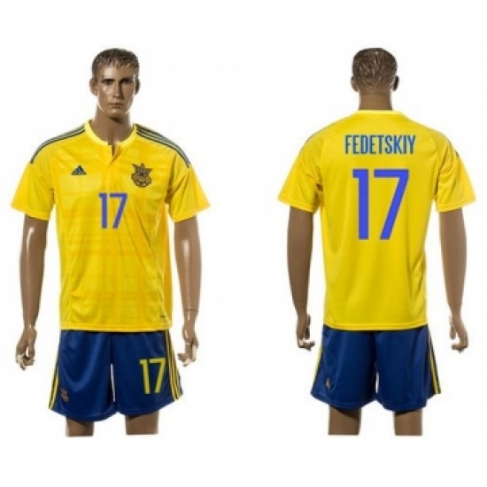 Ukraine #17 Fedetskiy Home Soccer Country Jersey