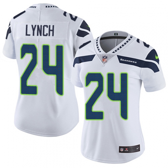 Women's Nike Seattle Seahawks #24 Marshawn Lynch Elite White NFL Jersey - Ujersey