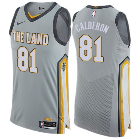 Men's Nike Cleveland Cavaliers #81 Jose Calderon Authentic Gray NBA Jersey - City Edition - Ujersey