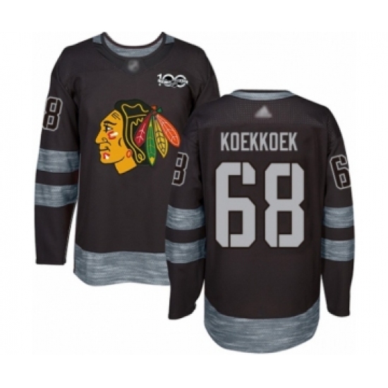 Men's Chicago Blackhawks #68 Slater Koekkoek Authentic Black 1917-2017 100th Anniversary Hockey Jersey - Ujersey