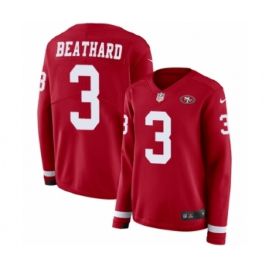 Women's Nike San Francisco 49ers #3 C. J. Beathard Limited Red Therma Long Sleeve NFL Jersey - Ujersey