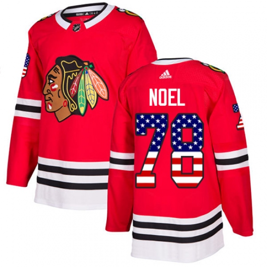 Men's Adidas Chicago Blackhawks #78 Nathan Noel Authentic Red USA Flag Fashion NHL Jersey - Ujersey
