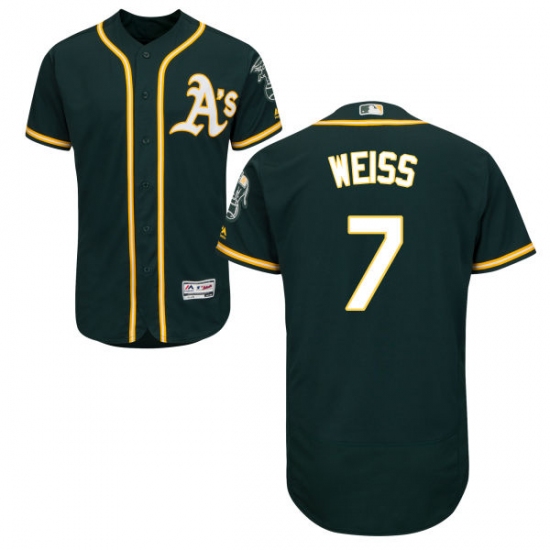 Men's Majestic Oakland Athletics #7 Walt Weiss Green Alternate Flex Base Authentic Collection MLB Jersey - Ujersey