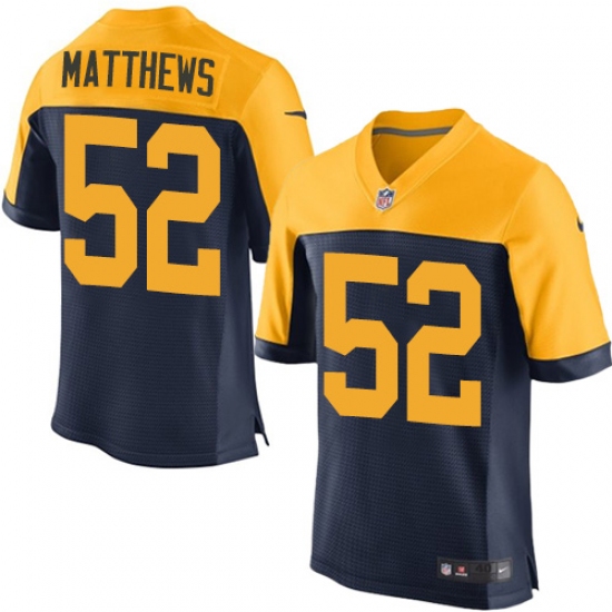 Men's Nike Green Bay Packers #52 Clay Matthews Elite Navy Blue Alternate NFL Jersey - Ujersey