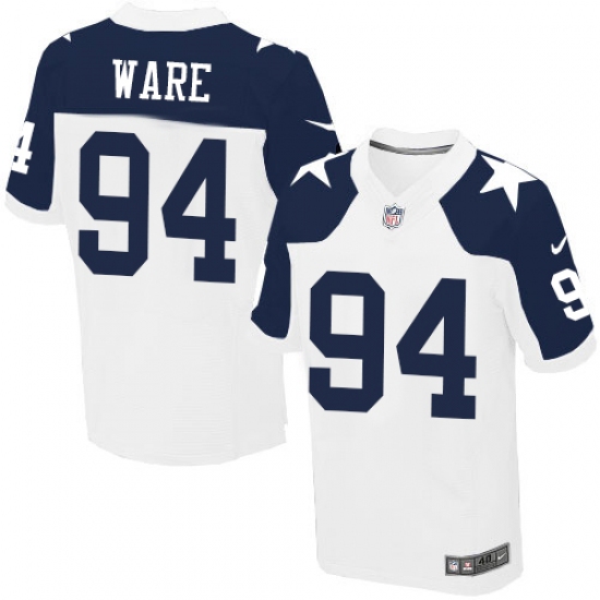Men's Nike Dallas Cowboys #94 DeMarcus Ware Elite White Throwback Alternate NFL Jersey - Ujersey