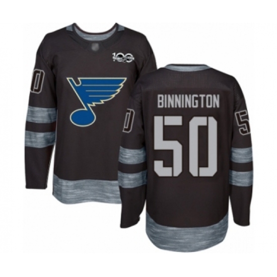 Men's St. Louis Blues #50 Jordan Binnington Authentic Black 1917-2017 100th Anniversary Hockey Jersey - Ujersey
