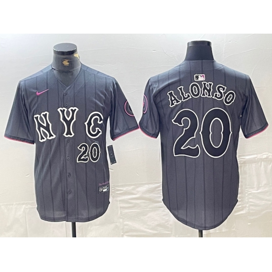Men's New York Mets #20 Pete Alonso Number Grey 2024 City Connect Cool Base Stitched Jersey - Ujersey