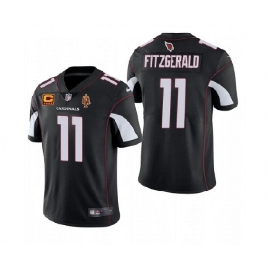 Men's Arizona Cardinals #11 Larry Fitzgerald Black With C Patch & Walter Payton Patch Limited Stitched Jersey - Ujersey