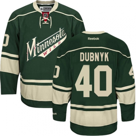 Youth Reebok Minnesota Wild #40 Devan Dubnyk Premier Green Third NHL Jersey - Ujersey