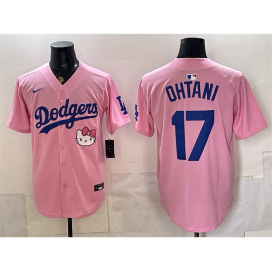 Men's Los Angeles Dodgers #17 Shohei Ohtani Pink 2025 Hello Kitty Vapor Limited Stitched Baseball Jersey - Ujersey
