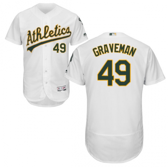 Men's Majestic Oakland Athletics #49 Kendall Graveman White Flexbase Authentic Collection MLB Jersey - Ujersey