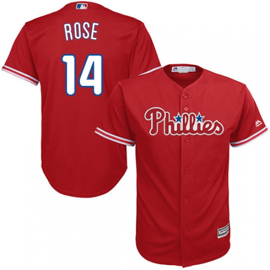 Men's Majestic Philadelphia Phillies #14 Pete Rose Replica Red Alternate Cool Base MLB Jersey - Ujersey