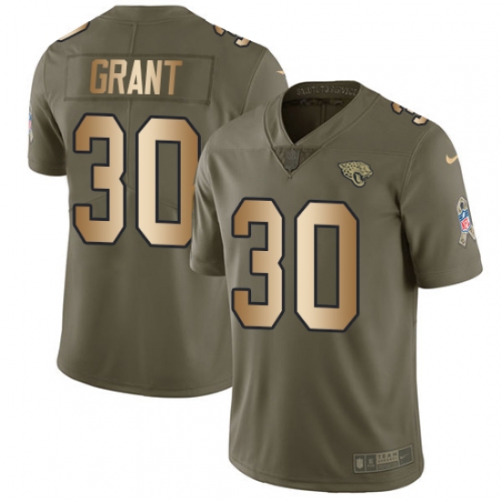 Youth Nike Jacksonville Jaguars #30 Corey Grant Limited Olive/Gold 2017 Salute to Service NFL Jersey - Ujersey