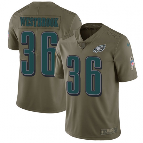 Youth Nike Philadelphia Eagles #36 Brian Westbrook Limited Olive 2017 Salute to Service NFL Jersey - Ujersey