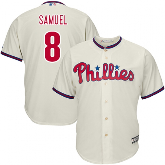 Men's Majestic Philadelphia Phillies #8 Juan Samuel Replica Cream Alternate Cool Base MLB Jersey - Ujersey
