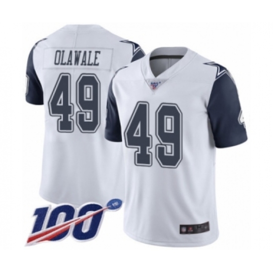 Men's Dallas Cowboys #49 Jamize Olawale Limited White Rush Vapor Untouchable 100th Season Football Jersey - Ujersey