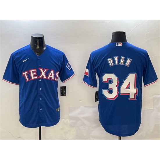 Men's Texas Rangers #34 Nolan Ryan Royal Cool Base Stitched Baseball Jersey - Ujersey
