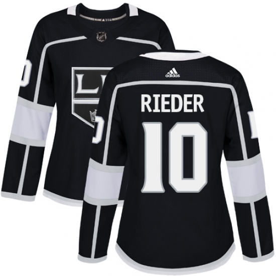 Women's Adidas Los Angeles Kings #10 Tobias Rieder Authentic Black Home NHL Jersey - Ujersey