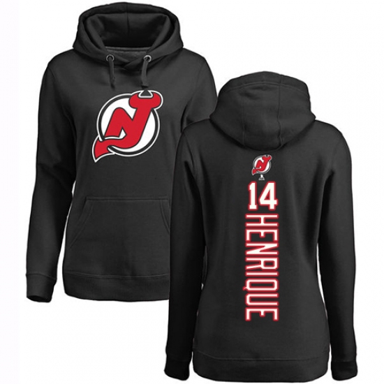 NHL Women's Adidas New Jersey Devils #14 Adam Henrique Black Backer Pullover Hoodie - ujerseystore