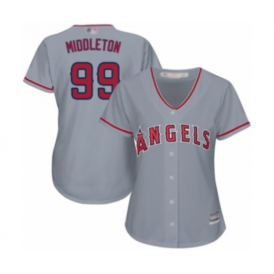 Women's Los Angeles Angels of Anaheim #99 Keynan Middleton Authentic Grey Road Cool Base Baseball Player Jersey - Ujersey
