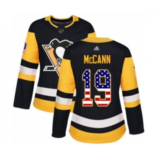 Women's Pittsburgh Penguins #19 Jared McCann Authentic Black USA Flag Fashion Hockey Jersey - Ujersey