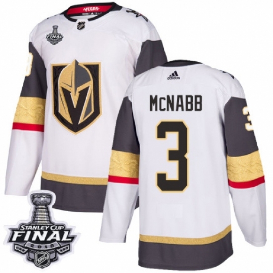 Women's Adidas Vegas Golden Knights #3 Brayden McNabb Authentic White Away 2018 Stanley Cup Final NHL Jersey - Ujersey
