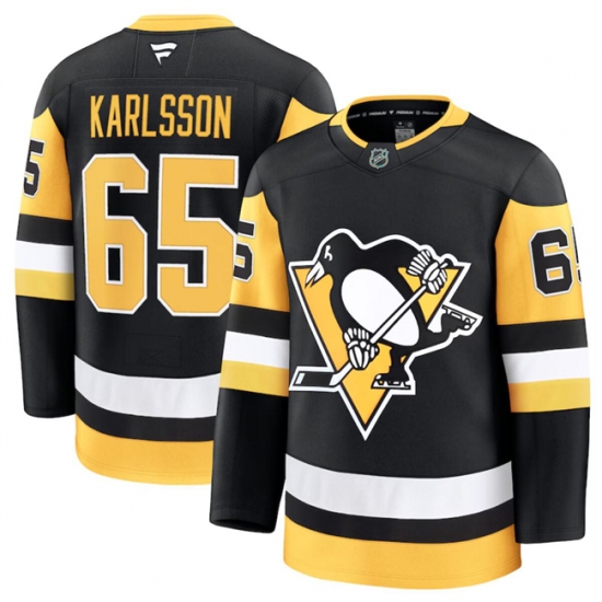 Men's Pittsburgh Penguins #65 Erik Karlsson Black 2024-25 Home Stitched Hockey Jersey - Ujersey